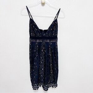 For love and lemons black lace tassel dress size L